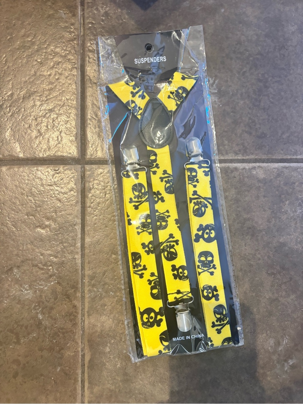 Kids Yellow Skull Print Suspenders
